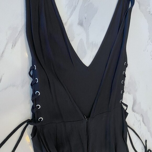 No Tag - HM, Black, maxi, dress, swim cover up, side-laced, vneck, Size M - Picture 3 of 4